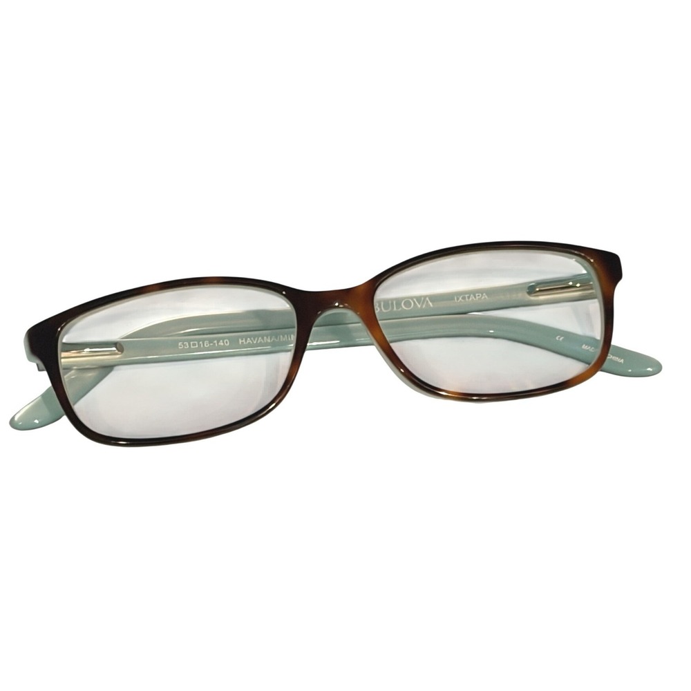 Bulova Ixtapa Eyeglasses Havana Tortoise Mint Green 53-16-140 Rectangular Frames